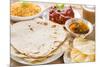 Chapatti Roti or Flat Bread, Curry Chicken, Biryani Rice, Salad, Masala Milk Tea and Papadom. India-szefei-Mounted Photographic Print