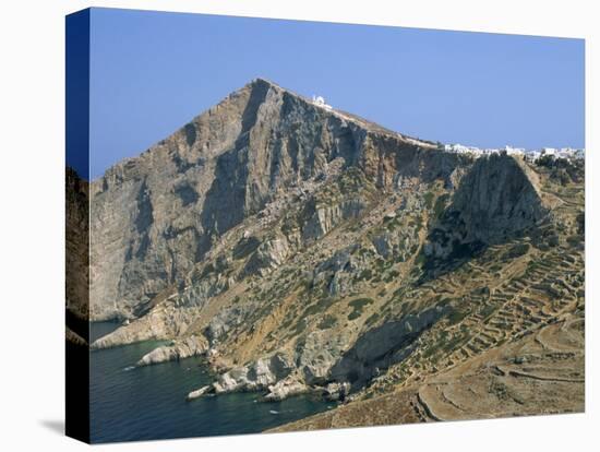 Chapel and Khora, Main Village Perched on Edge of Cliffs, Folegandros, Cyclades, Greece-Richard Ashworth-Stretched Canvas