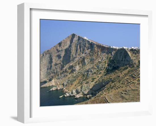 Chapel and Khora, Main Village Perched on Edge of Cliffs, Folegandros, Cyclades, Greece-Richard Ashworth-Framed Photographic Print