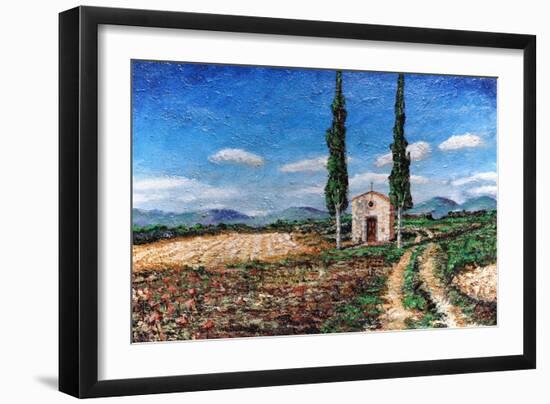 Chapel and Two Trees, Tuscany, 2005-Trevor Neal-Framed Giclee Print