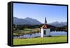 Chapel at Hergratsrieder See Lake with Allgau Alps-Markus Lange-Framed Stretched Canvas