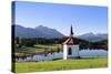 Chapel at Hergratsrieder See Lake with Allgau Alps-Markus Lange-Stretched Canvas