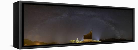 Chapel at Night, Panorama with Milky Way-Niki Haselwanter-Framed Stretched Canvas