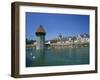 Chapel Bridge and Water Tower with the City of Lucerne Beyond, Switzerland, Europe-Rainford Roy-Framed Photographic Print