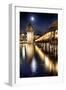 Chapel Bridge Night Scenic, Lucerne, Switzerland-George Oze-Framed Photographic Print