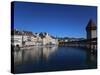 Chapel Bridge, Reuss River, Lucerne, Switerland-Adam Jones-Stretched Canvas