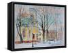 Chapel in Snow, Snug Harbor,2009, ( Watercolor)-Anthony Butera-Framed Stretched Canvas