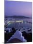 Chapel & Mykonos Town at Night, Greece-Walter Bibikow-Mounted Photographic Print