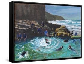 Chapel Rock Pool, Perranporth, Cornwall , 2017-Andrew Macara-Framed Stretched Canvas