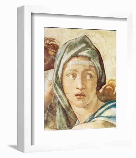 Chapel Sistine, The Delphic Sibyl-Michelangelo Buonarroti-Framed Premium Giclee Print
