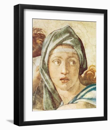 Chapel Sistine, The Delphic Sibyl-Michelangelo Buonarroti-Framed Premium Giclee Print