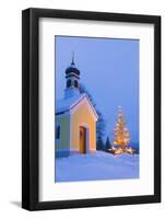 Chapel with Christmas Tree in Winter Near Krun, Garmisch-Partenkirchen, Bavaria, Germany, Europe-Miles Ertman-Framed Photographic Print