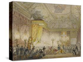 Chapelle ardente du roi Louis XVIII dans la salle du Trône des Tuileries-Charles-Abraham Chasselat-Stretched Canvas