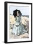 Chaperone Discreetly Reading a Book at the Beach, Circa 1900-null-Framed Giclee Print