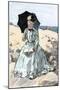 Chaperone Discreetly Reading a Book at the Beach, Circa 1900-null-Mounted Premium Giclee Print