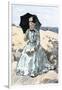 Chaperone Discreetly Reading a Book at the Beach, Circa 1900-null-Framed Giclee Print