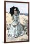 Chaperone Discreetly Reading a Book at the Beach, Circa 1900-null-Framed Giclee Print