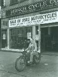 Man on Harley Davidson Motocycle at Hirsch Cycle Co., 1927-Chapin Bowen-Giclee Print
