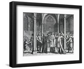 Chaplain Rowland Taylor Cautions Papist Priest Who Is About to Celebrate Mass in Church of Hadley-null-Framed Giclee Print