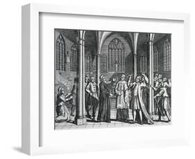 Chaplain Rowland Taylor Cautions Papist Priest Who Is About to Celebrate Mass in Church of Hadley-null-Framed Giclee Print