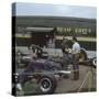 Chapman and Clark Outside the Lotus Team Bus, French Grand Prix, Clermont-Ferrand, France, 1965-null-Stretched Canvas
