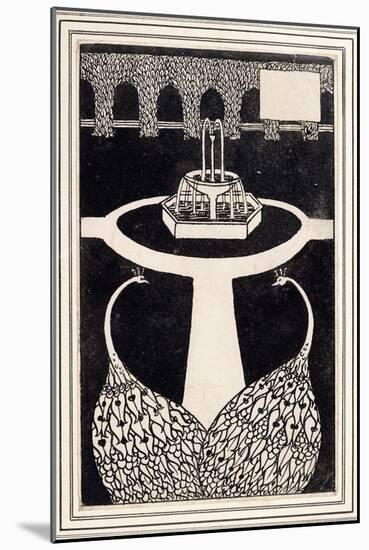 Chapter Heading Depicting Two Peacocks in a Garden with a Fountain, C.1893/4-Aubrey Beardsley-Mounted Giclee Print