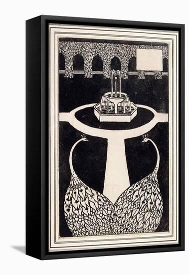 Chapter Heading Depicting Two Peacocks in a Garden with a Fountain, C.1893/4-Aubrey Beardsley-Framed Stretched Canvas