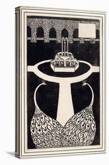 Chapter Heading Depicting Two Peacocks in a Garden with a Fountain, C.1893/4-Aubrey Beardsley-Stretched Canvas