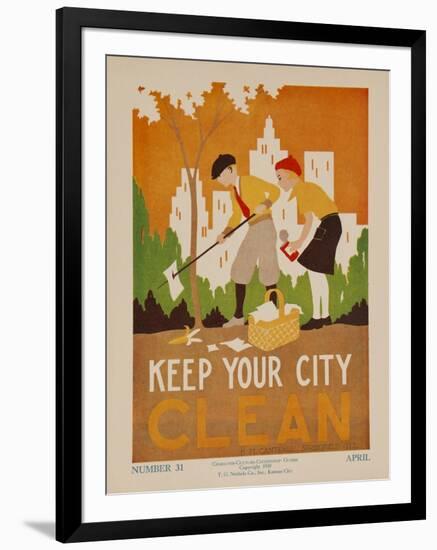 Character Culture Citizenship Guides Original Poster, Keep Your City Clean-null-Framed Giclee Print