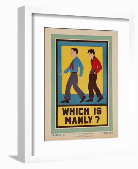 Character Culture Citizenship Guides Original Poster, Which Is Manly?-null-Framed Giclee Print