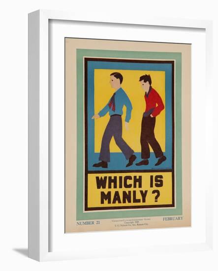 Character Culture Citizenship Guides Original Poster, Which Is Manly?-null-Framed Giclee Print