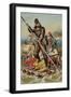 Character from Robinson Crusoe Riding on Raft-null-Framed Giclee Print