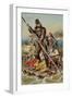 Character from Robinson Crusoe Riding on Raft-null-Framed Giclee Print