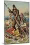 Character from Robinson Crusoe Riding on Raft-null-Mounted Premium Giclee Print