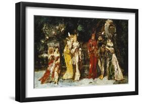 Characters on a Deck with Faust and Mephisto; Personnages Sur Une Terrasse Avec Fauste Et…-Adolphe Joseph Thomas Monticelli-Framed Giclee Print