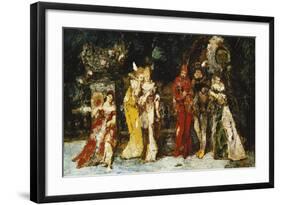 Characters on a Deck with Faust and Mephisto; Personnages Sur Une Terrasse Avec Fauste Et…-Adolphe Joseph Thomas Monticelli-Framed Giclee Print