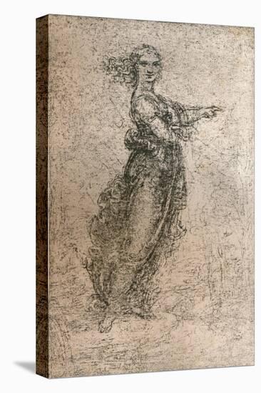 Charcoal drawing of a female figure, c1472-c1519 (1883)-Leonardo Da Vinci-Stretched Canvas