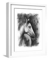 Charcoal Equestrian Portrait I-Naomi McCavitt-Framed Art Print