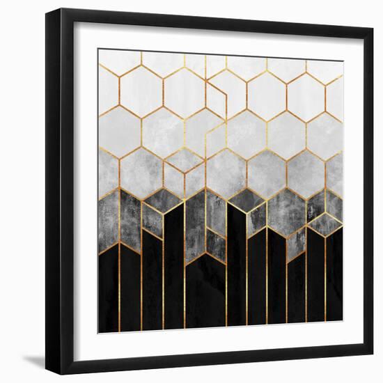 Charcoal Hexagons-Elisabeth Fredriksson-Framed Giclee Print