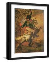 Charge Hunter Officer, 19Th Century (Oil on Canvas)-Theodore Gericault-Framed Giclee Print