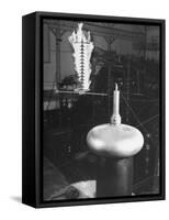 Charge of Electricity Spilling Out of Insulating Equipment at GE Lightning Laboratory-Alfred Eisenstaedt-Framed Stretched Canvas