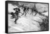 Charge of French Alpine Chasseurs in Alsace, WW1-Ernest Prater-Framed Stretched Canvas