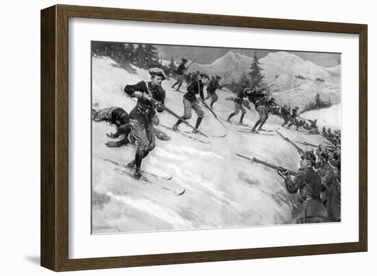 Charge of French Alpine Chasseurs in Alsace, WW1-Ernest Prater-Framed Art Print