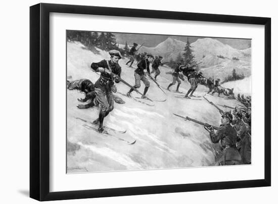 Charge of French Alpine Chasseurs in Alsace, WW1-Ernest Prater-Framed Art Print