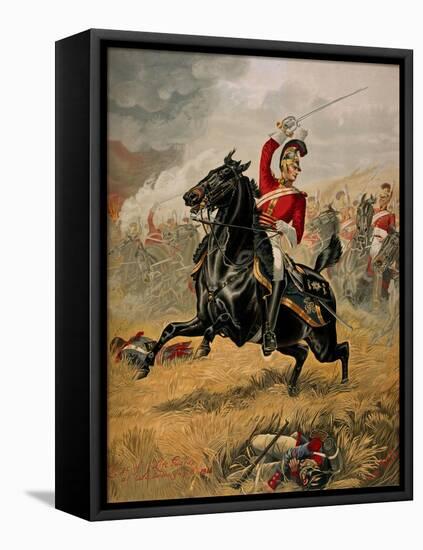 Charge of the 1st Life Guards at Waterloo, 18 June 1815, C.1890-Henry A. Payne-Framed Stretched Canvas