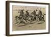 Charge of the Monkey Brigade' Monkeys in Military Uniform Riding Cats-null-Framed Art Print