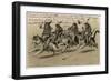 Charge of the Monkey Brigade' Monkeys in Military Uniform Riding Cats-null-Framed Art Print