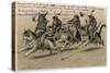 Charge of the Monkey Brigade' Monkeys in Military Uniform Riding Cats-null-Stretched Canvas