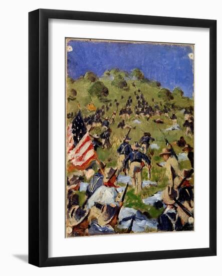 Charge of the Rough Riders At San Juan Hill in 1898-null-Framed Giclee Print