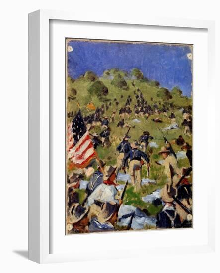 Charge of the Rough Riders At San Juan Hill in 1898-null-Framed Giclee Print